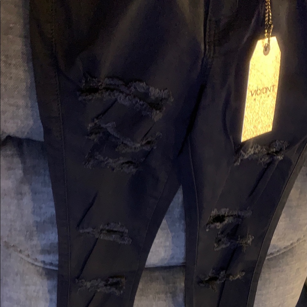 Hot Miami Styles Black Distressed Jeans